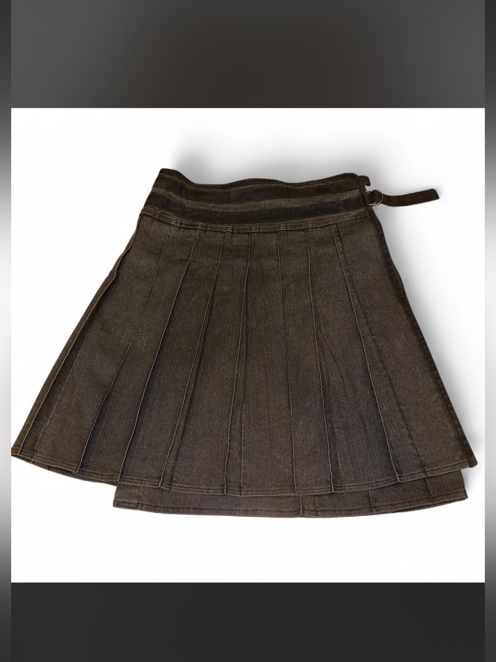 Burberry Dark Gray Pleated Skater Mini Skirt